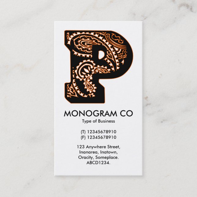 Paisley Monogram - P Visitkort (Framsida)