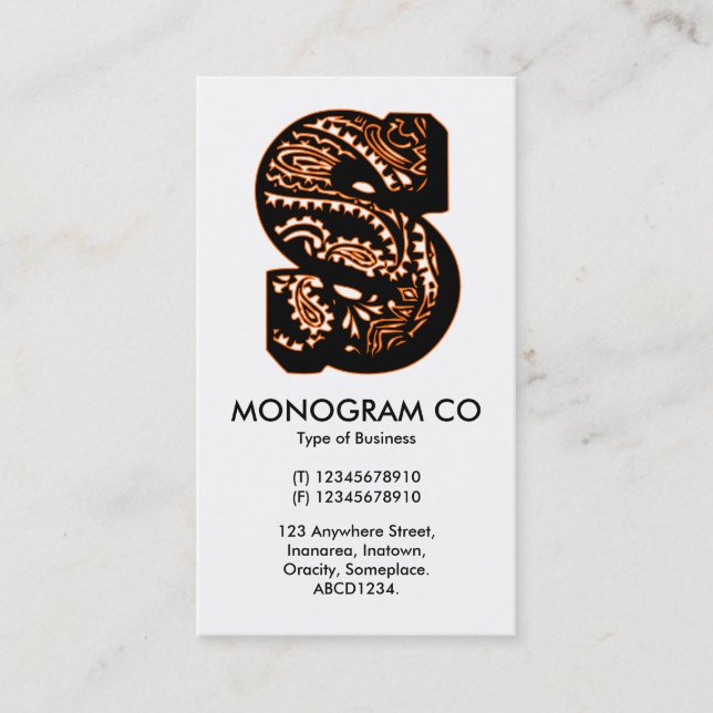 Paisley Monogram - S Visitkort (Framsida)
