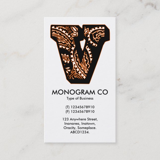 Paisley Monogram - V Visitkort (Framsida)