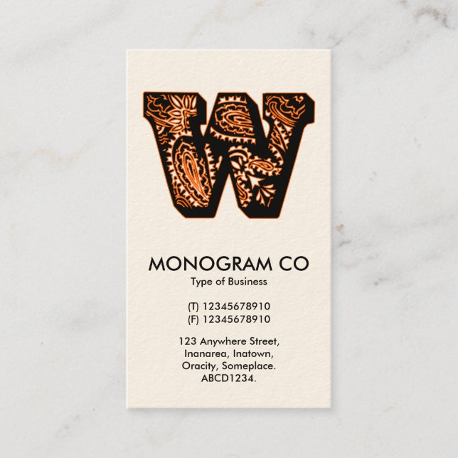 Paisley Monogram - W Visitkort (Framsida)