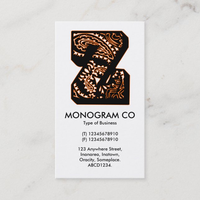 Paisley Monogram - Z Visitkort (Framsida)