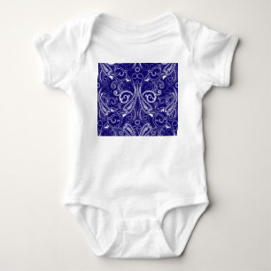 Paisley monokrom: blå, vit elegans. t shirt