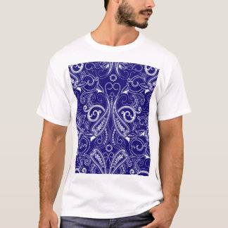 Paisley monokrom: blå, vit elegans. t shirt