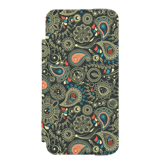 Paisley mönster 3 incipio iPhone wallet skal (Folio Framsidan)