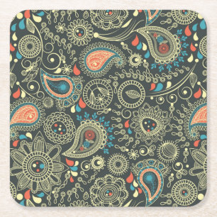 Paisley mönster 3 underlägg papper kvadrat