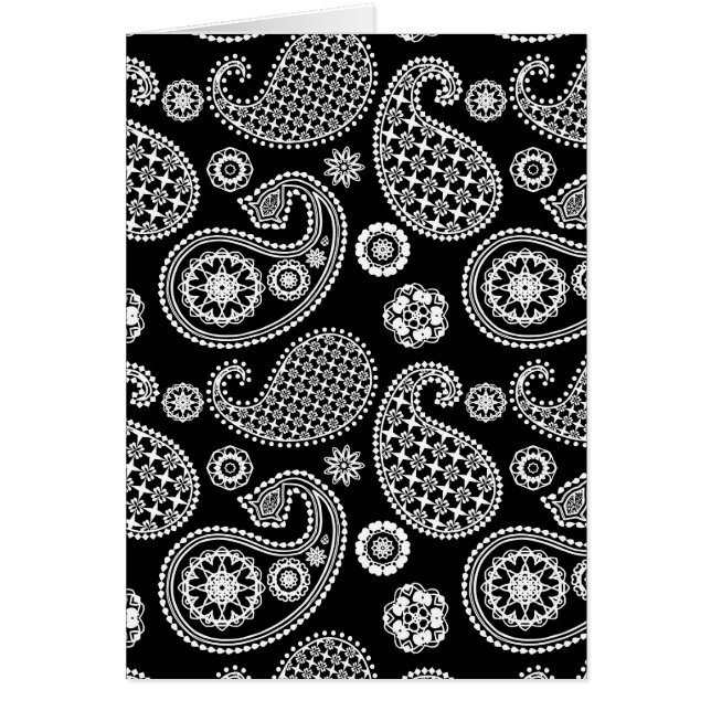 Paisley mönster, Black and White Hälsningskort (Framsidan)