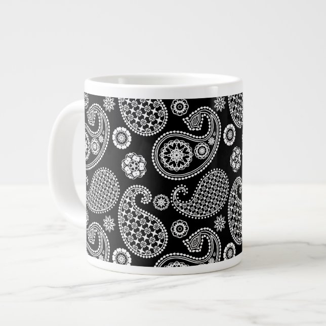 Paisley mönster, Black and White Jumbo Mugg (Framsida vänster)