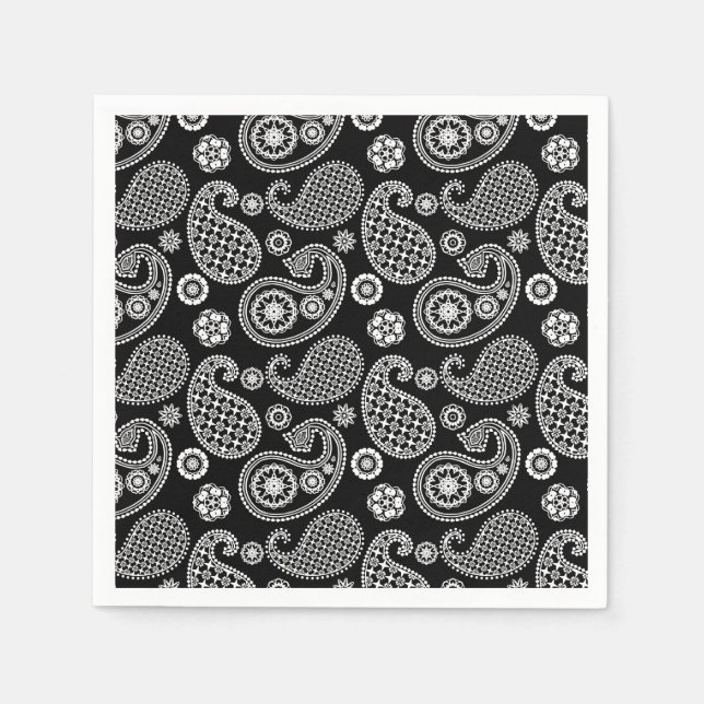 Paisley mönster, Black and White Pappersservett (Framsidan)