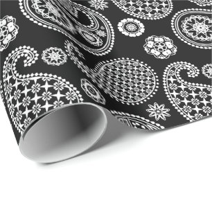 Paisley mönster, Black and White Presentpapper