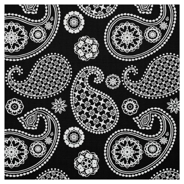 Paisley mönster, Black and White Tyg (Provkarta)
