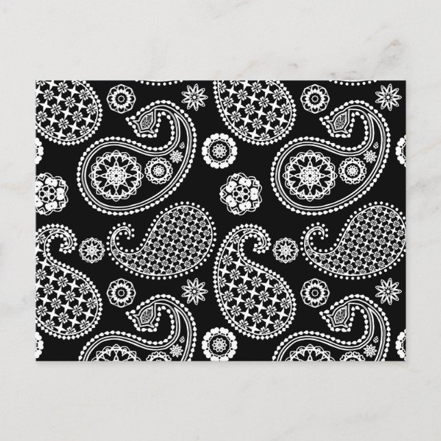 Paisley mönster, Black and White Vykort (Framsida)