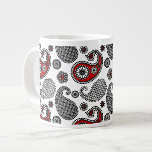 Paisley mönster, Black, White and Red Jumbo Mugg