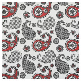 Paisley mönster, Black, White and Red Tyg