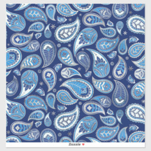 Paisley Mönster - Blue och silver Klistermärken