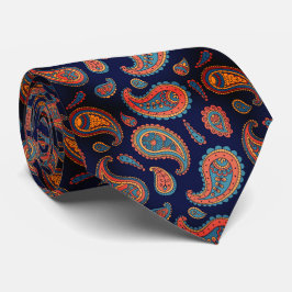 Paisley Mönster Blue Orange Tie Slips