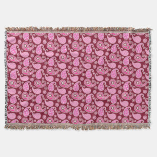 Paisley mönster, Burgundy, Rosa och vit Filt
