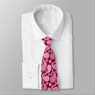 Paisley mönster, Burgundy, Rosa och vit Slips