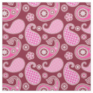 Paisley mönster, Burgundy, Rosa och vit Tyg