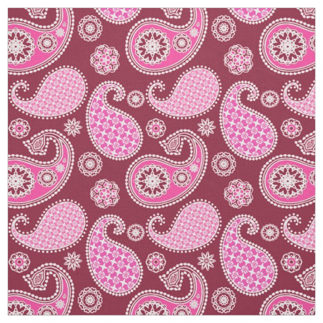 Paisley mönster, Burgundy, Rosa och vit Tyg (Provkarta)