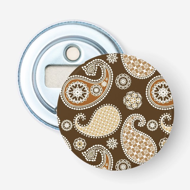 Paisley mönster, Chocolate Brown och Tan Flasköppnare (Framsidan)