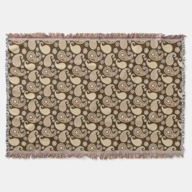 Paisley mönster, Chocolate Brown och Tan Mysfilt (Framsidan)