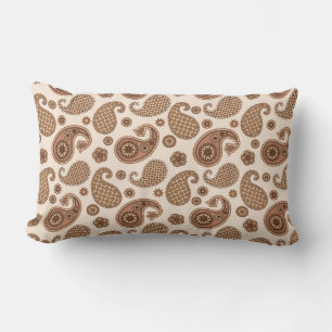 Paisley Mönster, Chocolate Brown och Tan on Beige Lumbarkudde