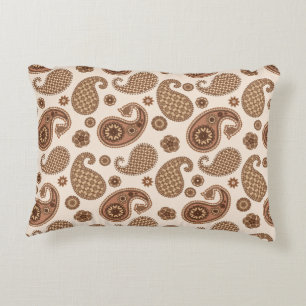Paisley Mönster, Chocolate Brown och Tan on Beige Prydnadskudde