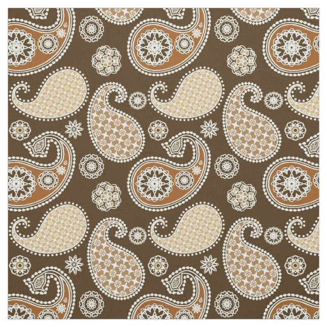 Paisley mönster, Chocolate Brown och Tan Tyg (Provkarta)