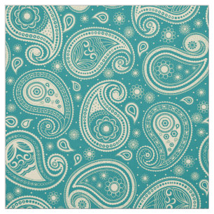 Paisley mönster elegant teal och beige färg tyg
