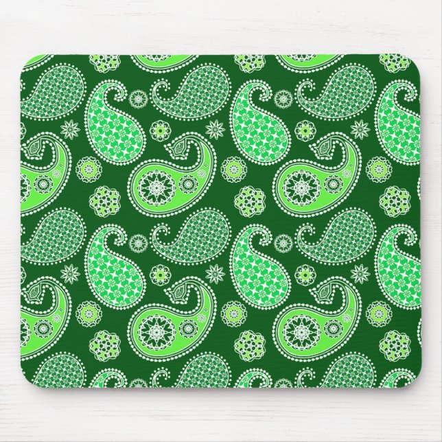 Paisley mönster, Emerald and Jade Grönt Musmatta (Framsidan)