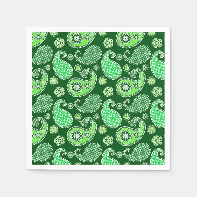 Paisley mönster, Emerald and Jade Grönt Pappersservett (Framsidan)