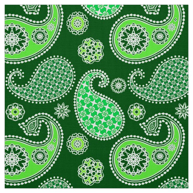 Paisley mönster, Emerald and Jade Grönt Tyg (Provkarta)