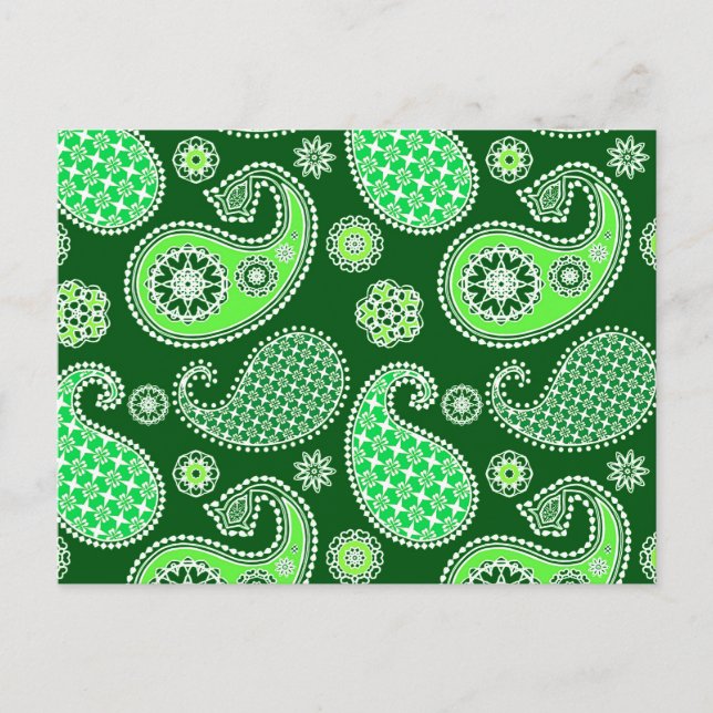 Paisley mönster, Emerald and Jade Grönt Vykort (Framsida)