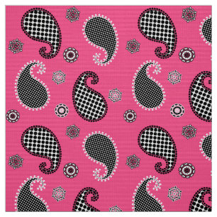 Paisley mönster, fuchsia rosa som är svartvit tyg