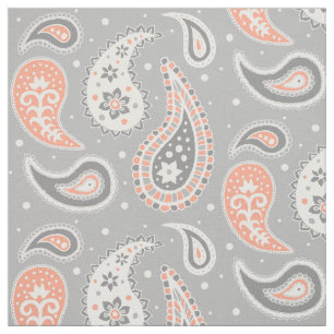 Paisley Mönster Grått och Coral Tyg