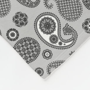 Paisley-mönster, grått, svart och vitt fleece B