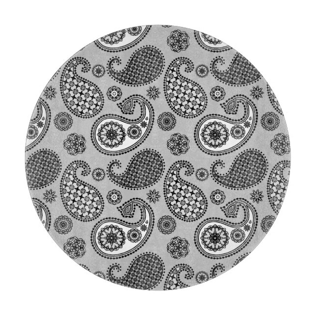 Paisley mönster, grått-, svartvitt-, svartvitt (Framsidan)