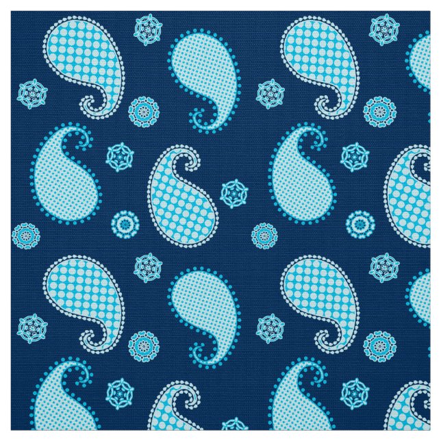 Paisley mönster, himlar blue och kobolt tyg (Provkarta)