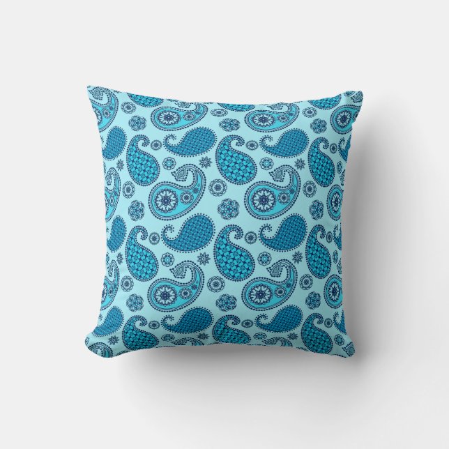 Paisley Mönster, Himlar och Cobalt Blue Dekorativ  Kudde (Framsida)