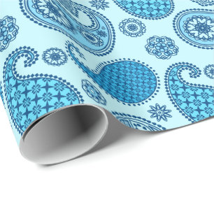 Paisley mönster, himlar och koboltblått presentpapper