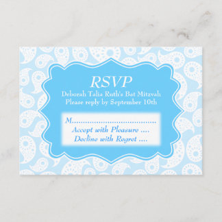 Paisley Mönster i Blue, Bat mitzvah OSA Kort