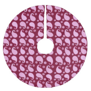 Paisley mönster, is rosa och burgundi julgransmatta borstad polyester