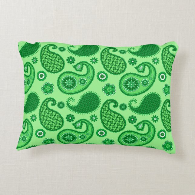 Paisley Mönster, Jade och Emerald Grönt Prydnadskudde (Baksidan)