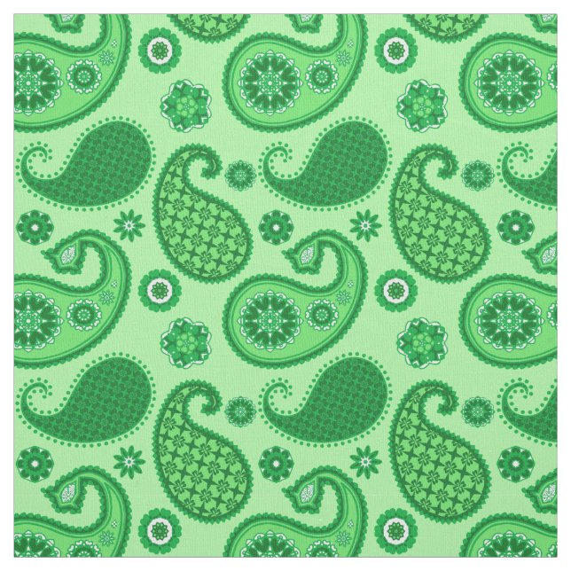 Paisley Mönster, Jade och Emerald Grönt Tyg (Provkarta)