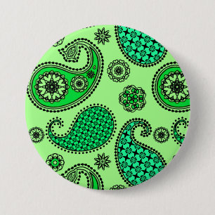 Paisley mönster, jade och mint grönt knapp