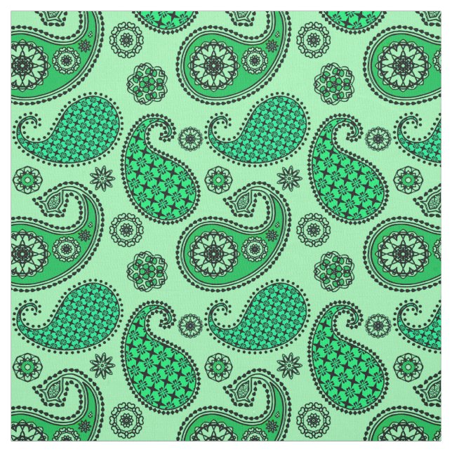 Paisley mönster, jade och mint grönt tyg (Provkarta)