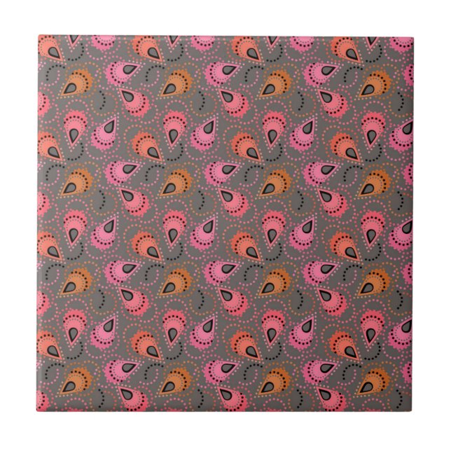 Paisley mönster. kakelplatta (Framsidan)