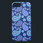 Paisley mönster, koboltblått och vitt<br><div class="desc">Ornate paisley mönster i skuggor av blått och turkos,  accentuerade med vitt,  på en koboltblå bakgrund</div>