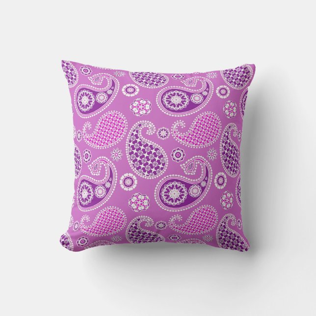 Paisley mönster, lila och Amethyst lilor Kudde (Framsida)