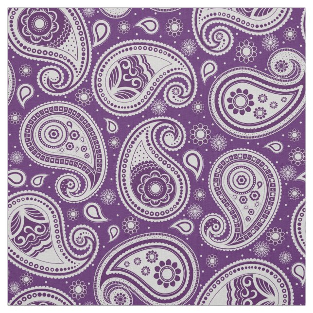 Paisley mönster lila och vit elegant tyg (Provkarta)